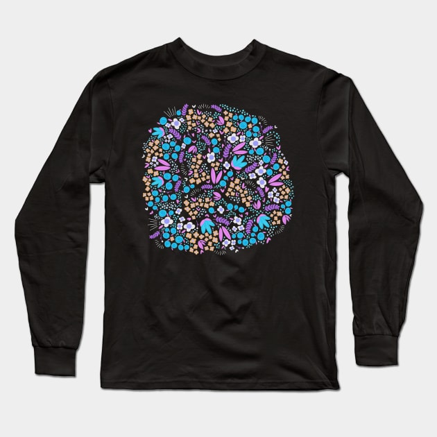 Blossoming flowers blue and violet Long Sleeve T-Shirt by Valeria Frustaci 